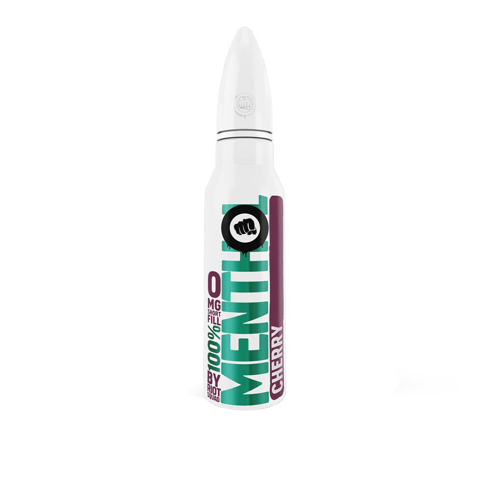 Riot Squad Menthol Cherry vape bottle, 0mg, 50ml shortfill.