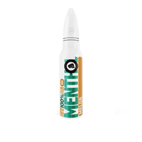 Riot Squad Menthol Melon vape juice bottle, 50ml shortfill, white with colourful text.