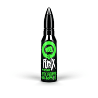 Riot Squad Punx vape juice bottle with a green fist logo and flavour text.