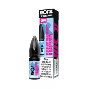 Riot X Nic Salt 10ml Bottle & Box in Blueberry Blackberry Raspberry Flavour.