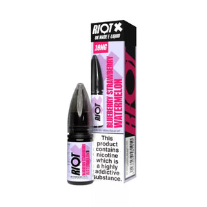 Riot X Nic Salt 10ml Bottle & Box in Blueberry Strawberry Watermelon Flavour.