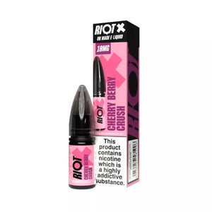 Riot X Nic Salt 10ml Bottle & Box in Cherry Berry Crush Flavour.