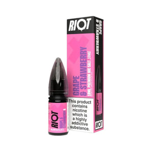 Riot X Nic Salt 10ml Grape & Strawberry Flavour is available in 5mg,10mg and 20mg Strength 