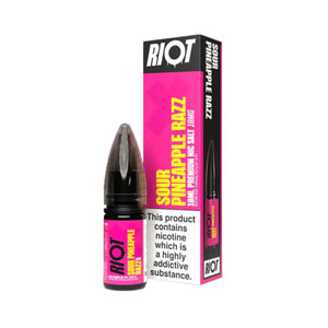 Riot X Nic Salt 10ml Sour Pineapple Razz Flavour is available in 5mg,10mg and 20mg Strength 