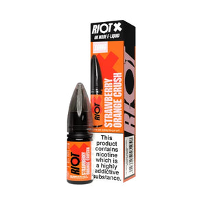 Riot X Nic Salt 10ml Bottle & Box in Strawberry Orange Crush Flavour.