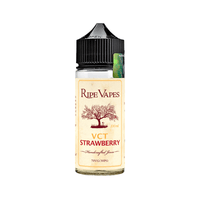 Ripe Vapes VCT Strawberry 100ml shortfill bottle with a black cap and cream label.