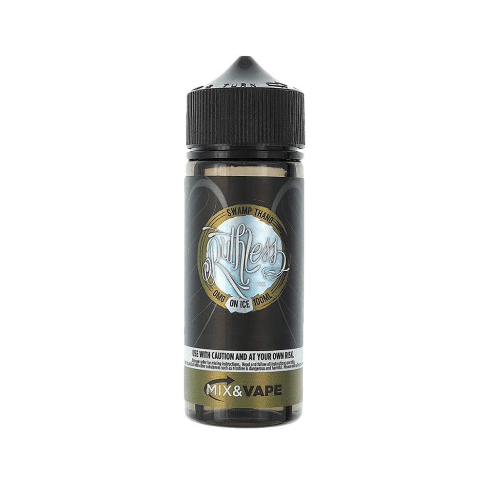 Ruthless Swamp Thang e-liquid 100ml shortfill bottle with black cap, Mix & Vape label.