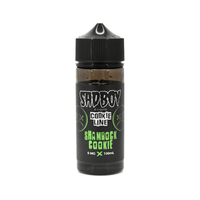 Sadboy Shamrock Cookie e-liquid bottle, 100ml shortfill, black label with green accents.