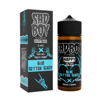 Sadboy Blue Cotton Candy 100ml shortfill bottle and box with skeletal hand design.