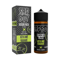 Sadboy Keylime Cookie e-liquid, 100ml bottle and box, with green and black design.