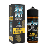 Sadboy Mango Blood Ice e-liquid bottle and box, 100ml, 70VG/30PG.