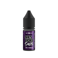 Six Licks Salts 10ml bottle, "Bite the Bullet" flavour, with a black cap and purple label.