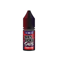 Six Licks Salts Cherry on Top vape juice, 10ml bottle, 10mg nicotine strength.