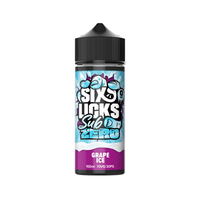 Six Licks Sub Zero Grape Ice 100ml shortfill bottle with bold, icy graphics.