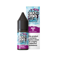 Six Licks Sub Zero Grape Ice vape juice bottle and box, 10ml, 50VG/50PG.