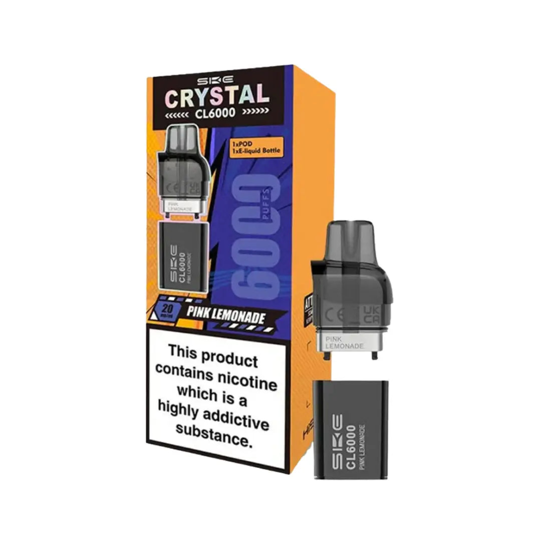 SKE Crystal CL6000 Pink Lemonade Prefilled Vape Pods Automatic Refill SKE Crystal CL6000 Pink Lemonade Prefilled Vape Pods Automatic Refill