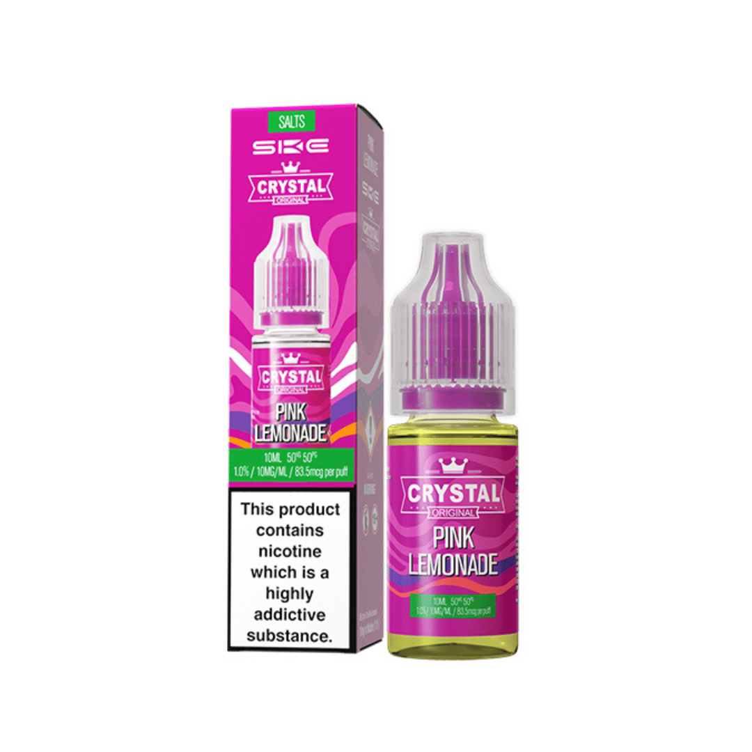 SKE Crystal Original vape juice in Pink Lemonade flavour with packaging.