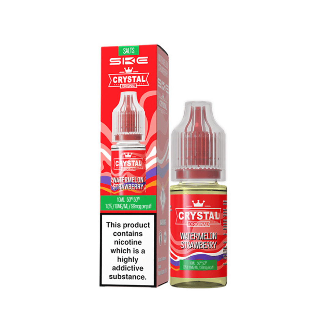 SKE Crystal Original 10ml Salt e-liquid, Watermelon Strawberry flavour, with packaging.