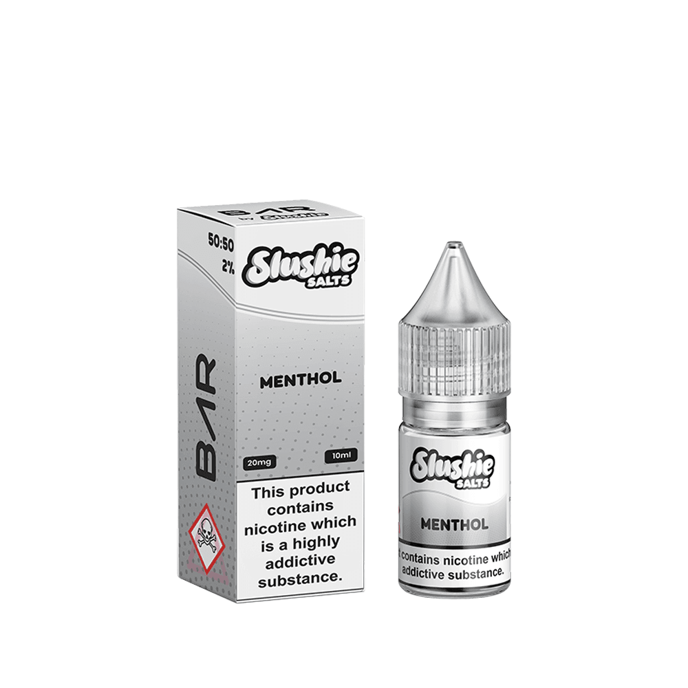 Slushie Salts Menthol e-liquid, 10ml bottle, with packaging, 20mg nicotine strength.