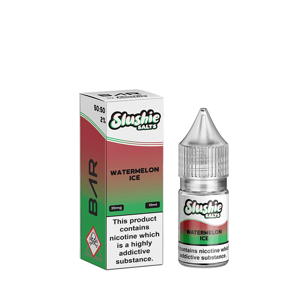 Slushie Salts Watermelon Ice e-liquid 10ml bottle and box.