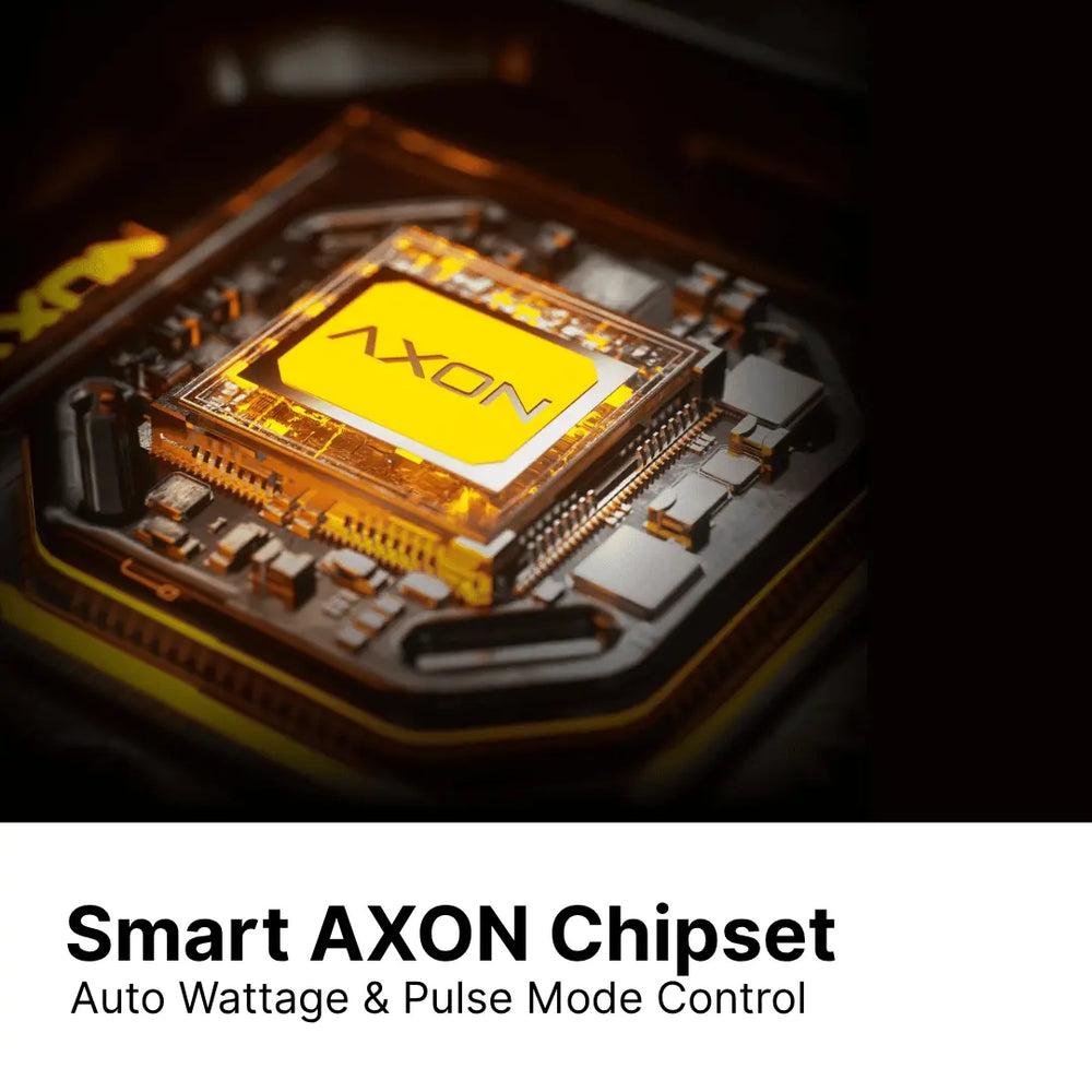 Smart AXON chipset technology in Vaporesso LUXE XR MAX 2 pod vape kit featuring automatic wattage adjustment and pulse mode control for optimised vaping experience