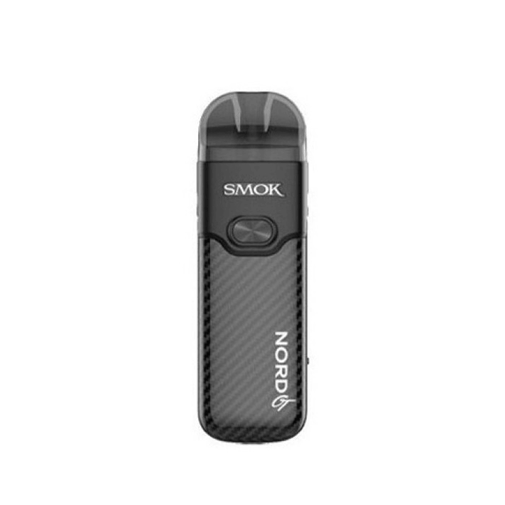 SMOK Nord GT Pod Kit, black carbon fibre finish, displayed vertically.