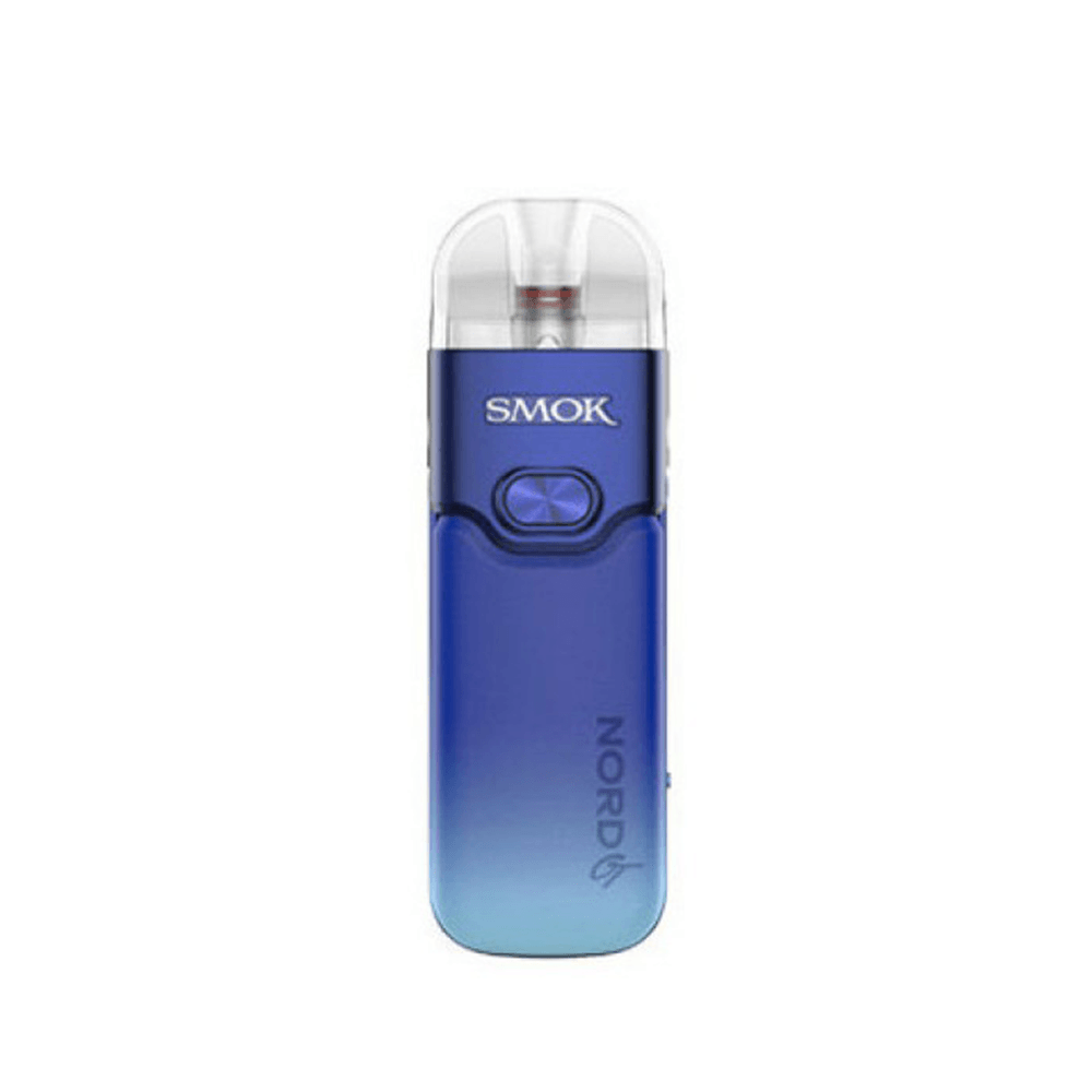 SMOK Nord GT Pod Kit in blue gradient, shown front-facing with logo and button visible.