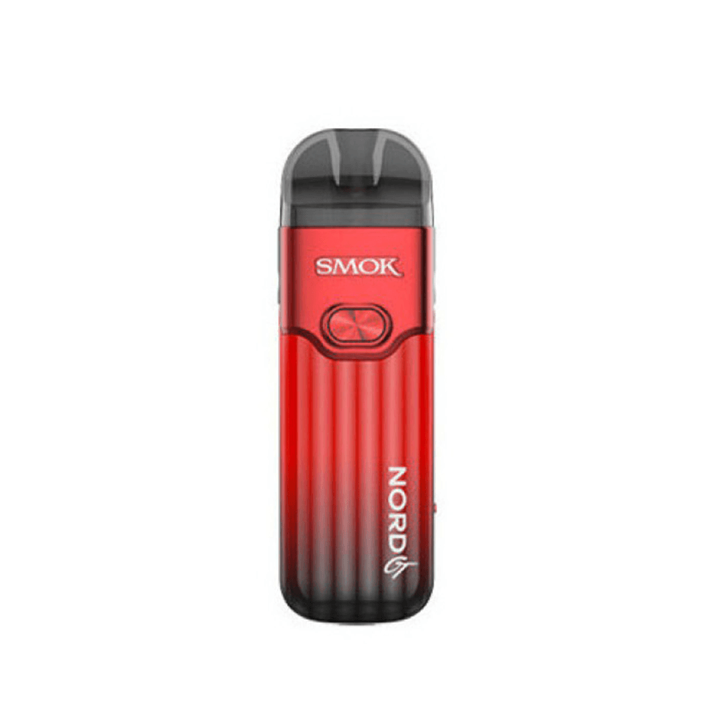 Red and black SMOK Nord GT pod kit with logo and text on a white background.