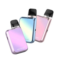 Three Smok Novo GT pod kits in pastel colours: purple, blue, and pink.