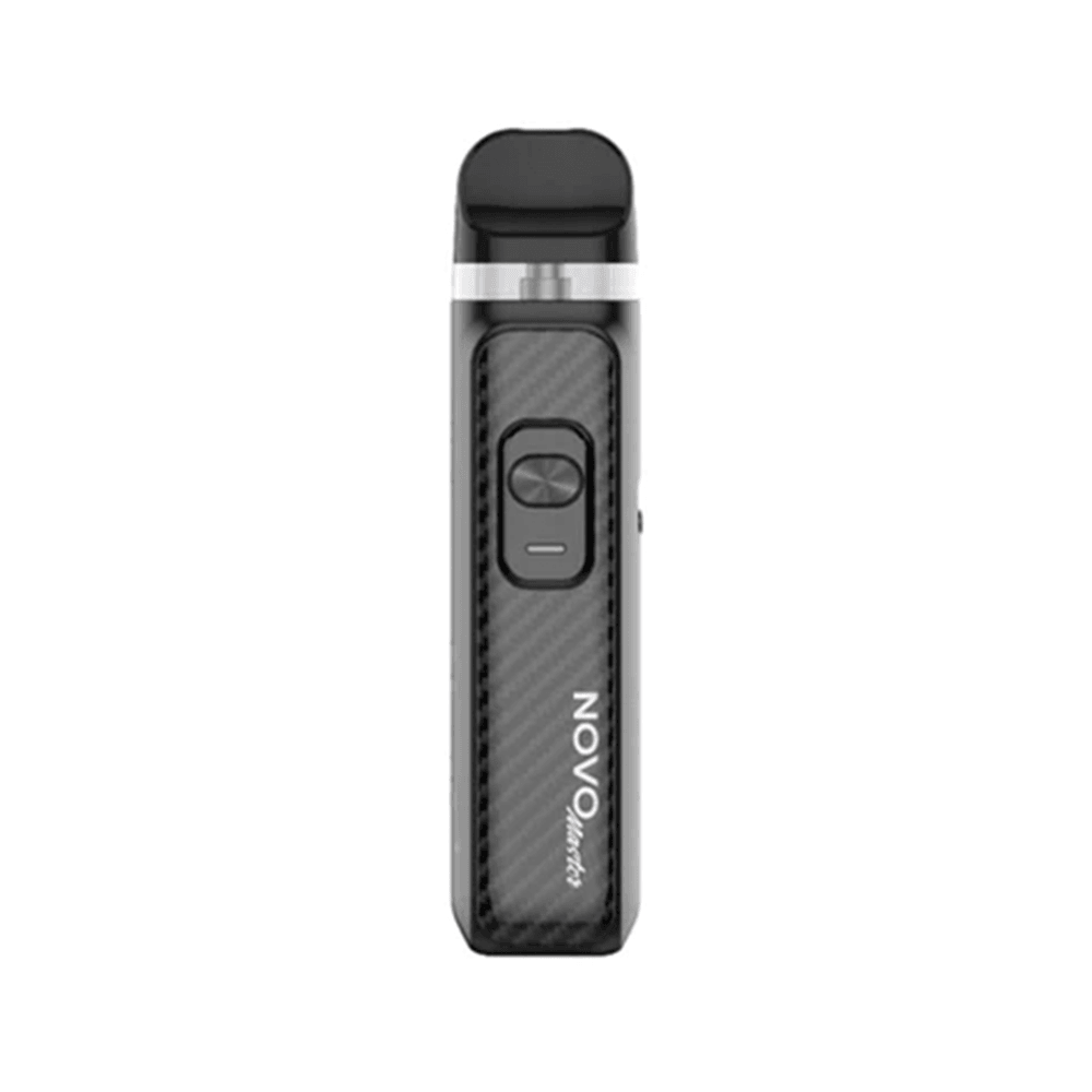 SMOK Novo Master Pod Kit in black with carbon fibre design, front view.