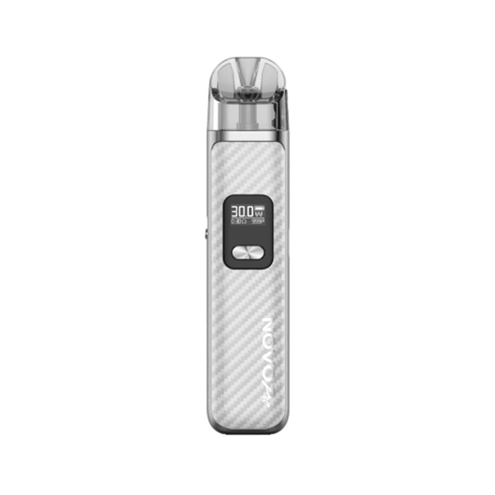 SMOK Novo Pro Pod Kit in silver with display screen, showcased on a white background.