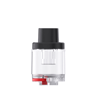 Clear SMOK RPM 85/100 replacement pod with black mouthpiece and red base detail.