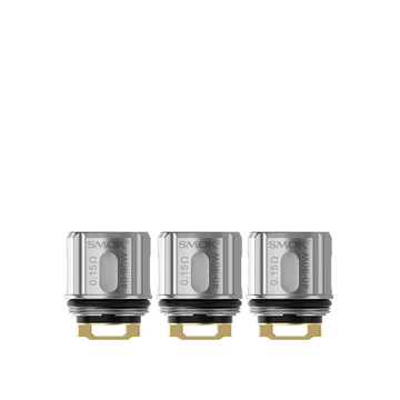 Three SMOK TFV9 replacement mesh coils on a white background.