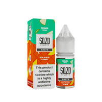 SQZD Fruit Co Mango Lime 10ml vape juice bottle and box, with nicotine warning label.