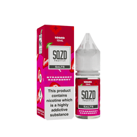 SQZD Fruit Co. Salts Strawberry Raspberry 10ml bottle and box with nicotine warning.