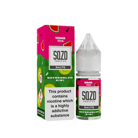 SQZD Fruit Co. Salts, Watermelon Kiwi flavour, 10mg nicotine, 10ml bottle and box packaging.