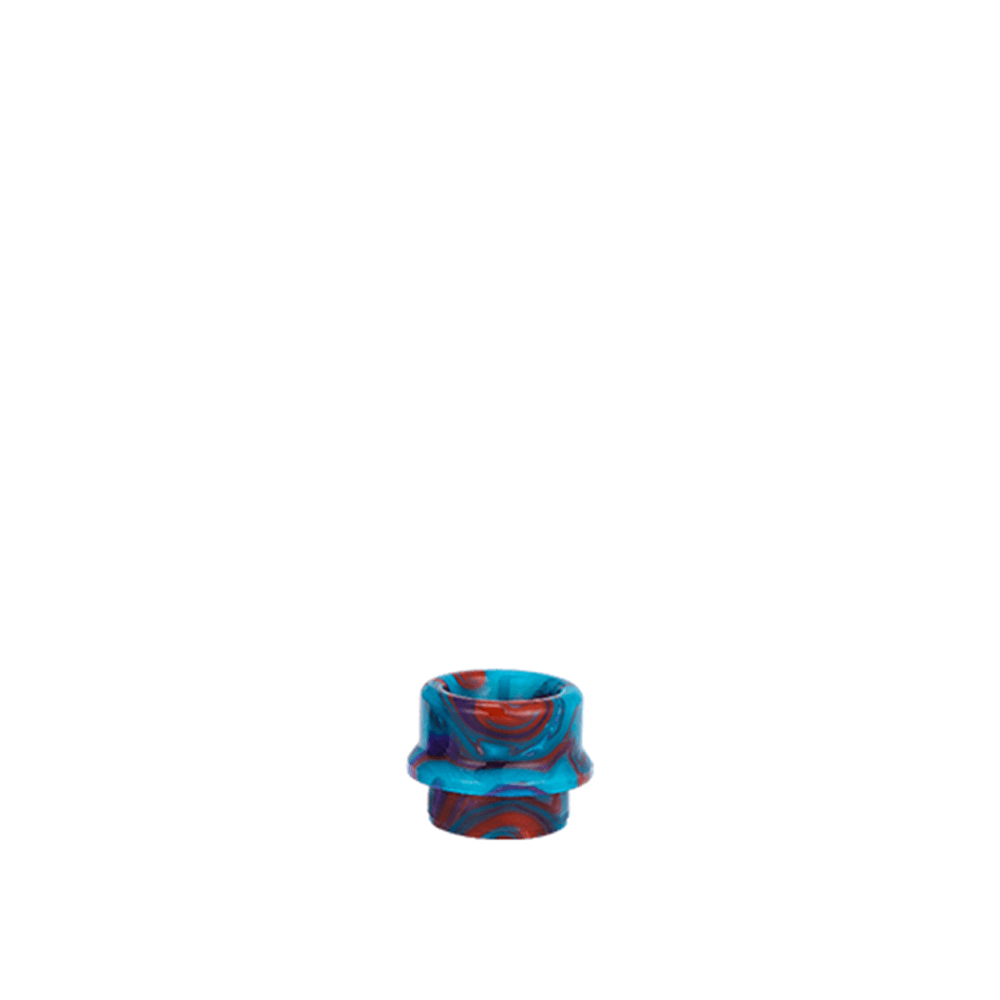 Colourful 810 drip tip with blue and red swirls from Steam Crave.