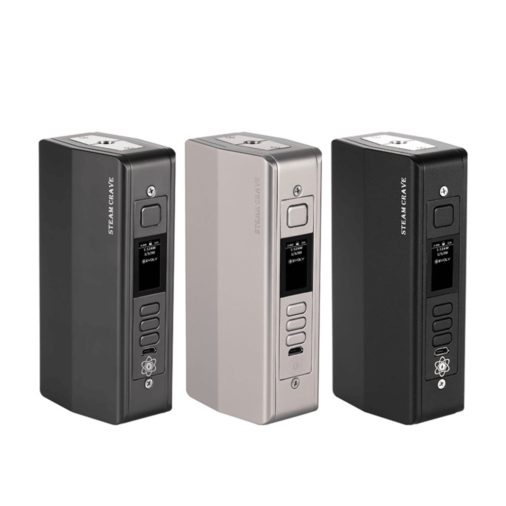 Three Steam Crave Hadron Pro DNA250C box mods in black, silver, and grey on a white background.