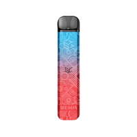 Steam Crave Meson Pod Kit in a red and blue gradient with intricate patterns.