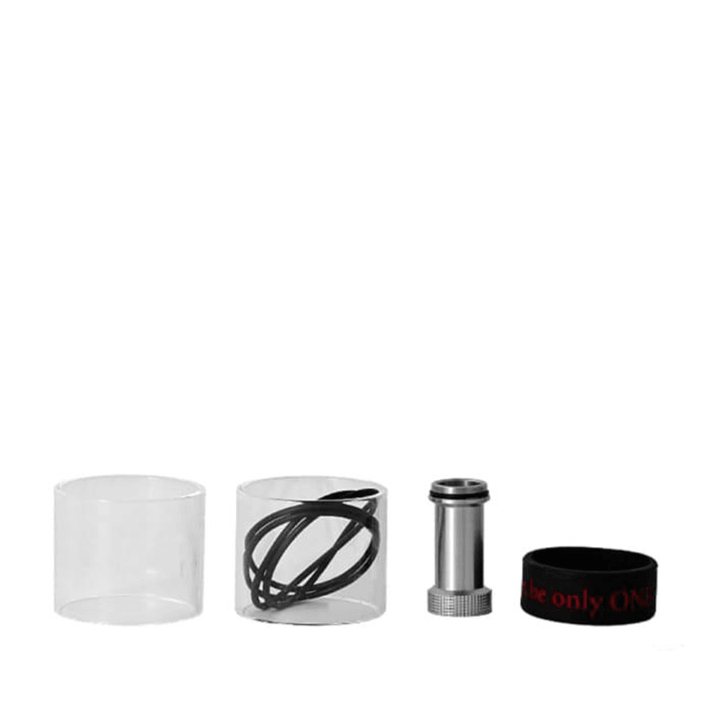 Steam Crave Ragnar RDTA extension kit with glass tubes, o-rings, and a metal adapter.