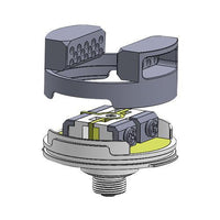 Exploded view of a vape mesh deck with components shown separately.