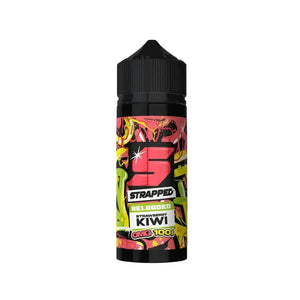 Strapped Reloaded 100ml Shortfill e-liquid in strawberry kiwi flavour.