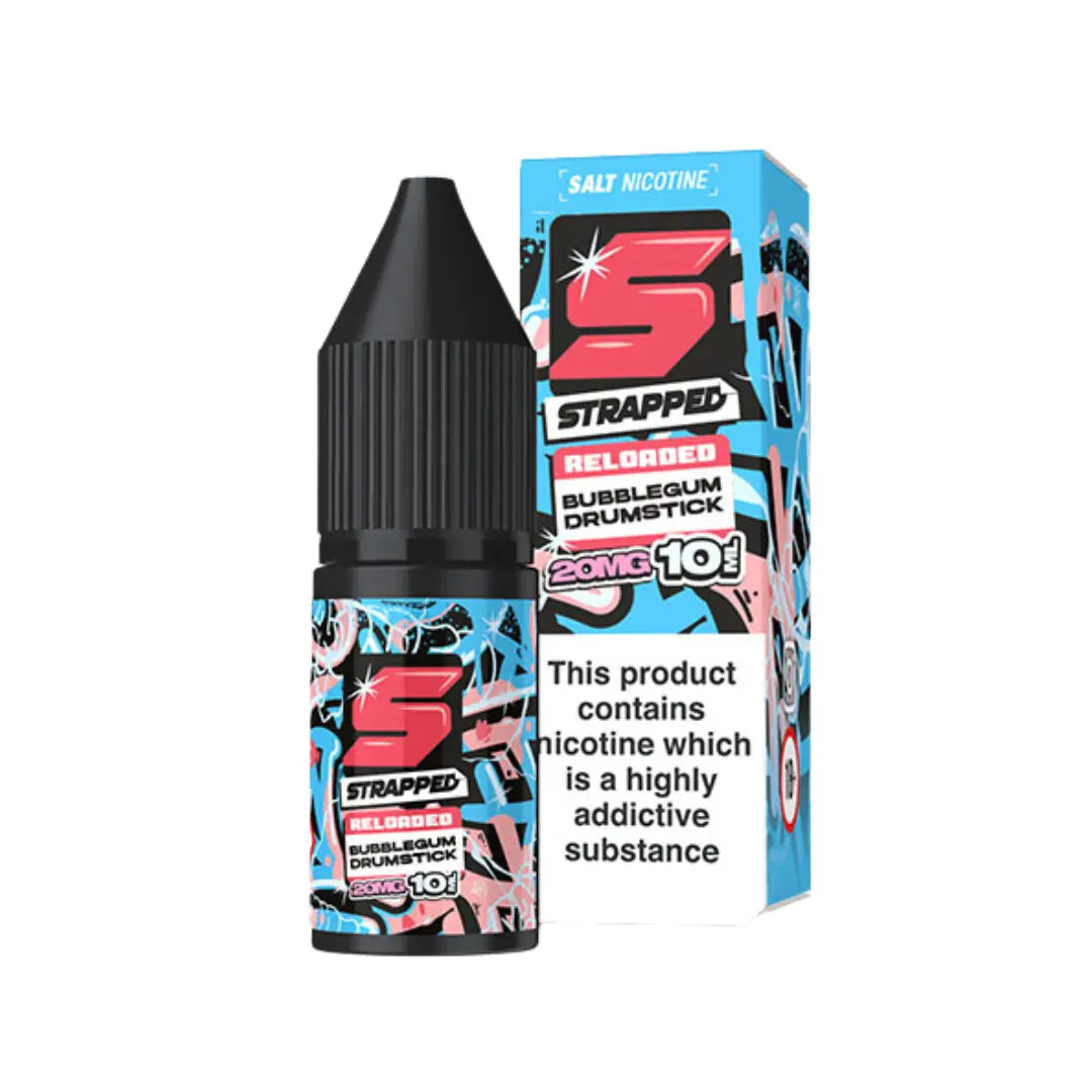 Strapped Reloaded 10ml Nic Salt E Liquid Bubblegum Drumstick - Nic Salts for Pod Vape Kits