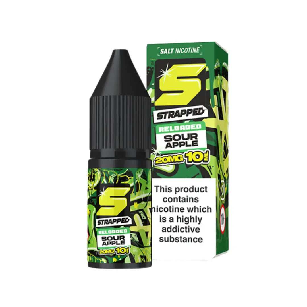 Strapped Reloaded 10ml Nic Salt E Liquid Sour Apple - Nic Salts for Pod Vape Kits