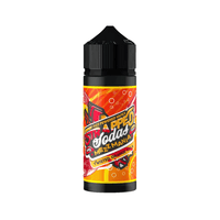 Strapped Soda Meiz Mania Twister Orange E-Liquid bottle with vibrant orange label design.