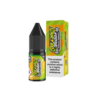 Strapped Sodas 10ml e-liquid bottle and box with tropical fruit design.