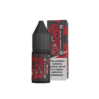 Strapped Sodas 10ml vape juice bottle and box with strawberry flavour branding.