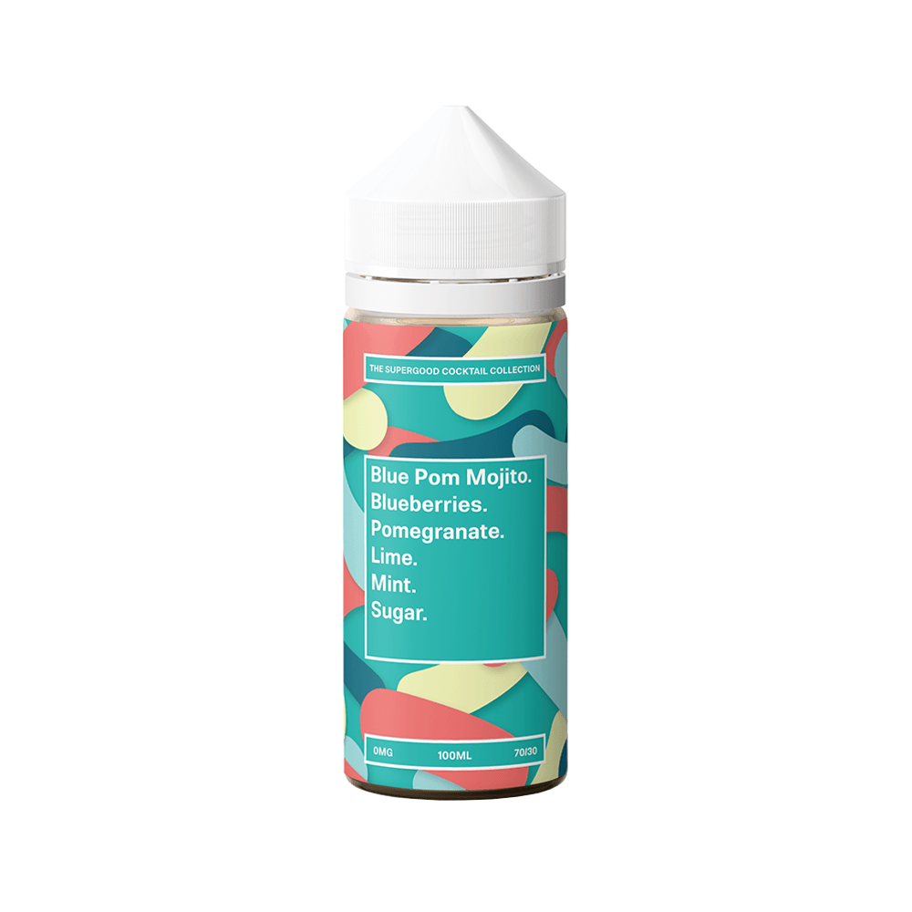 Supergood Cocktail Collection e-liquid bottle, Blue Pom Mojito flavour, 100ml shortfill.