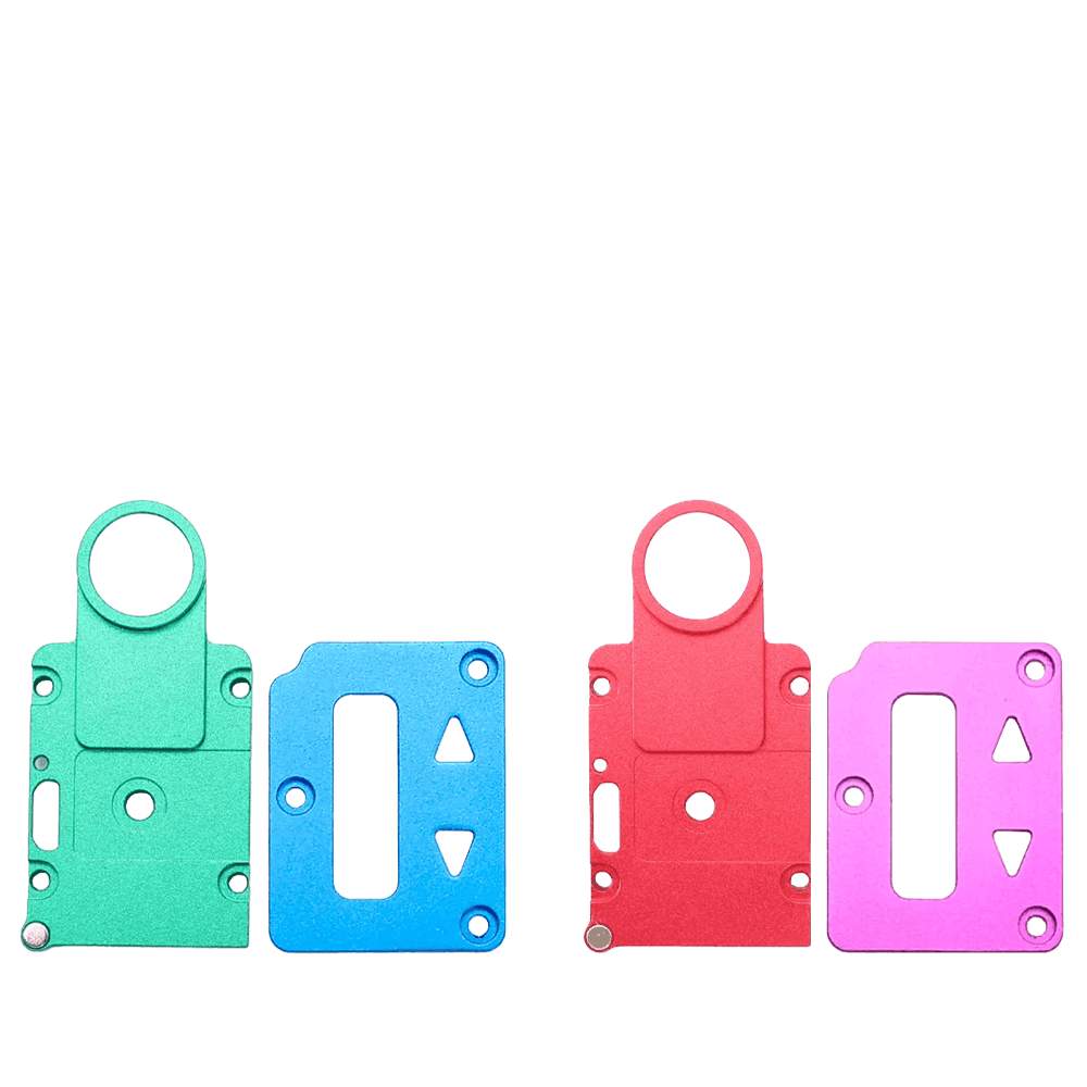 Colourful replacement panels for SXK Billet Box vape, featuring blue, green, red, and pink designs.