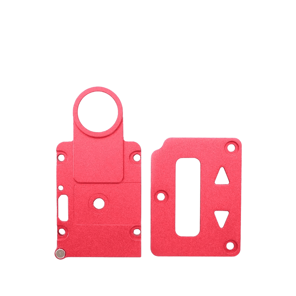 Red SXK Billet Box replacement panels with cutouts and button details.